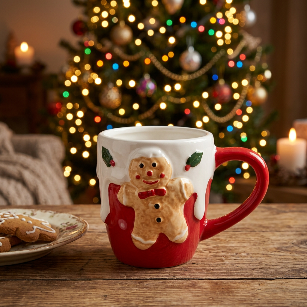 Ceramic Christmas Gingerbread Man Mug - 300ml