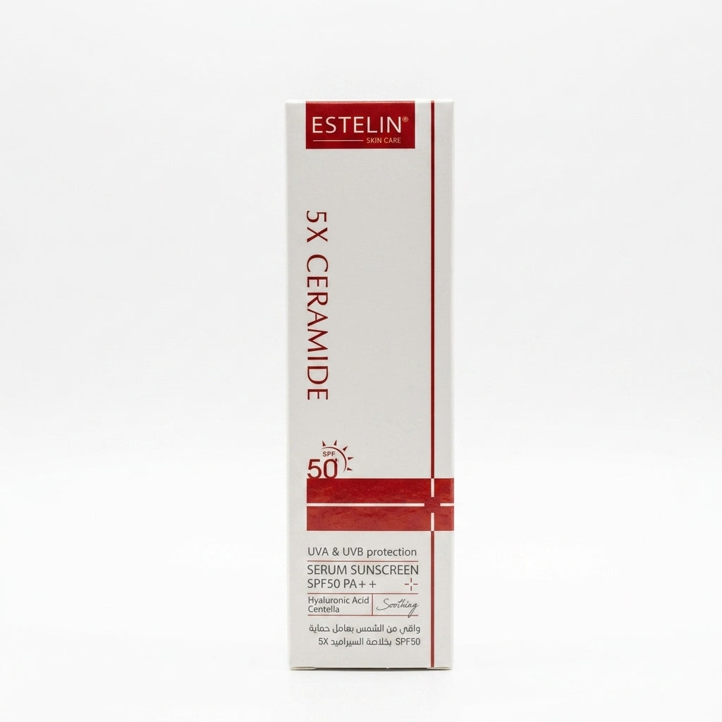 Estelin 5X Ceramide Serum Sunscreen SPF50 PA++ – UVA & UVB Protection 60g