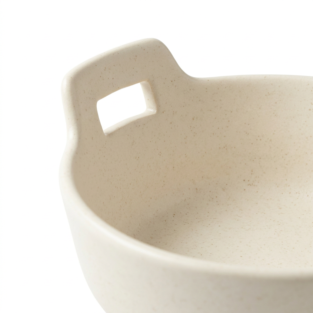 Ceramic Bowl with Two Handles Cream – 18cm