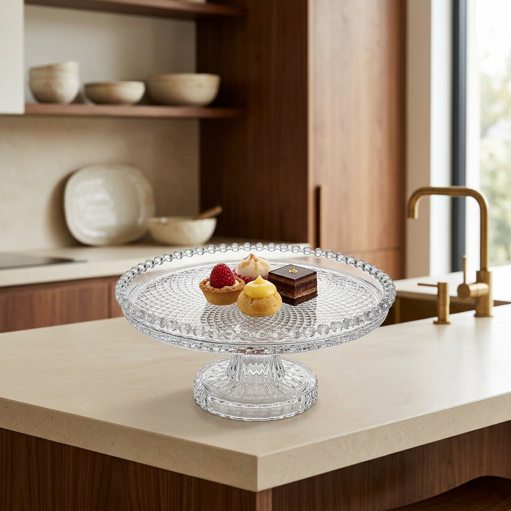 Delisoga Glass Footed Cake Plate - 20cm