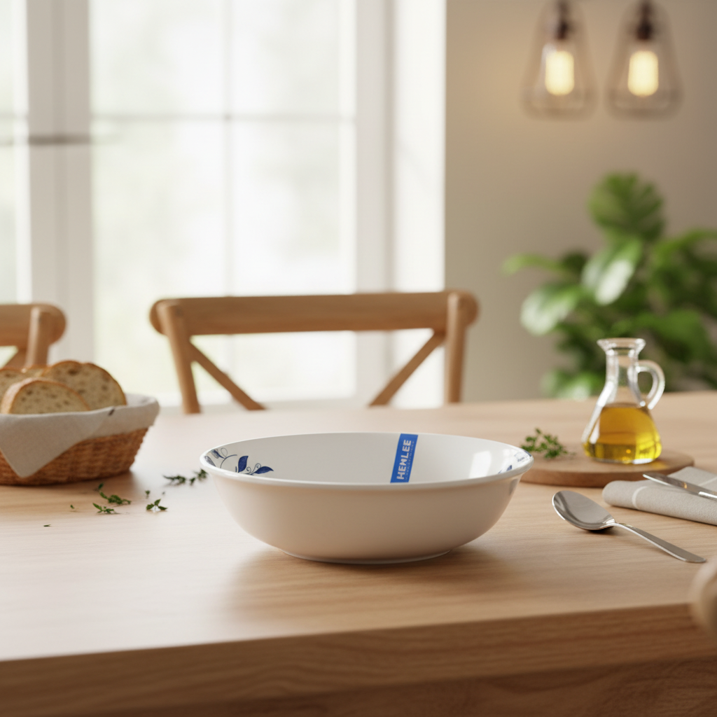 Henlee White & Blue Melamine Soup Bowl - 7.5 Inch