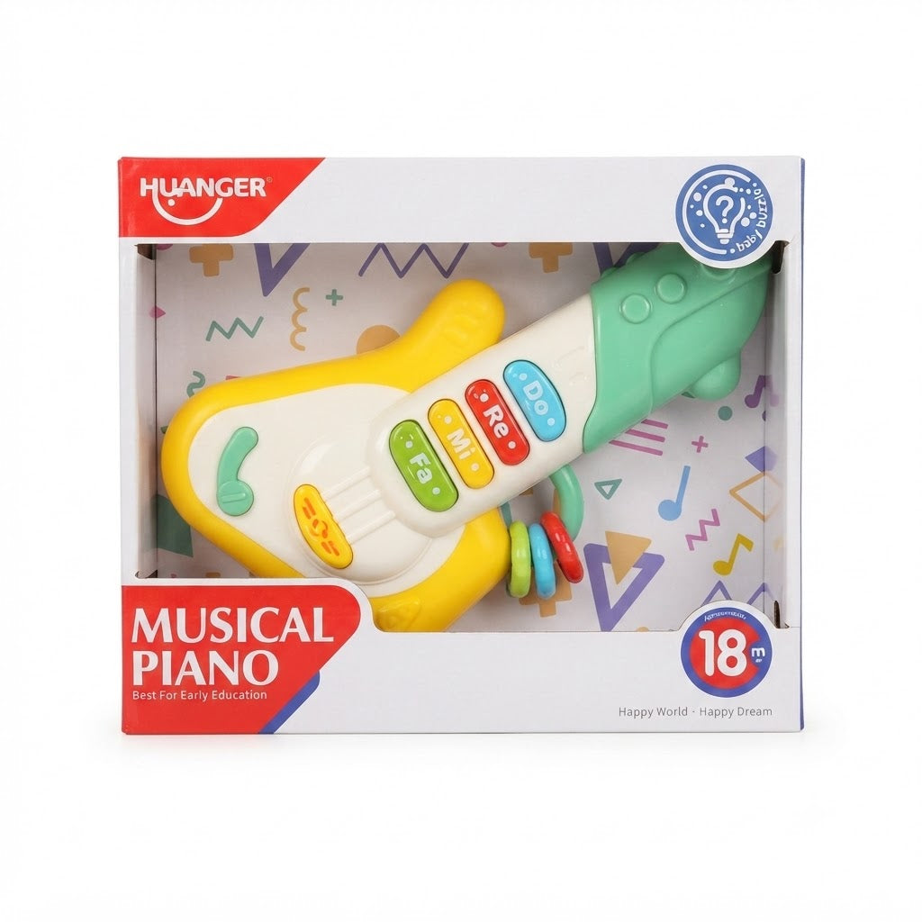 Huanger Musical Piano Guitar Toy for Babies & Toddlers – Early Education Instrument with Do Re Mi Keys & String Beads (18M+)