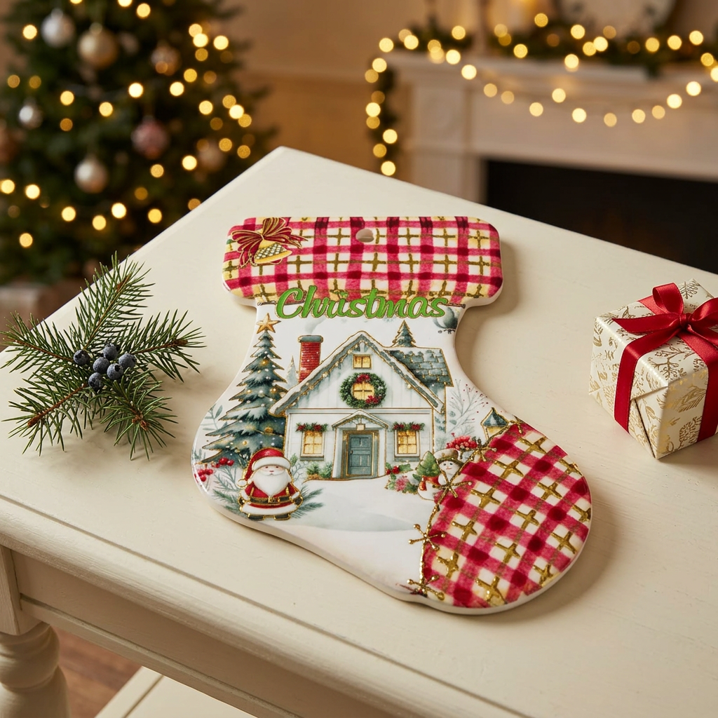 Ceramic-Coated Christmas Stocking Coaster - 24cm