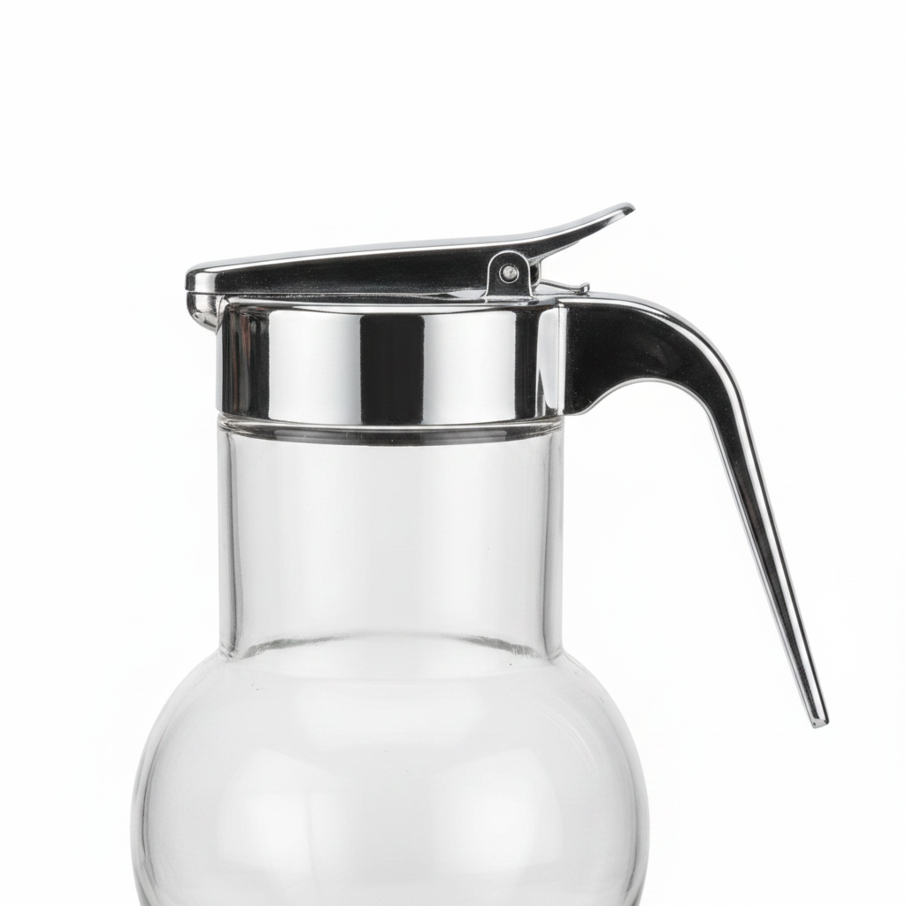 Clear Glass Sugar Pot with Silver Plastic Handle and Lid - 15 cm