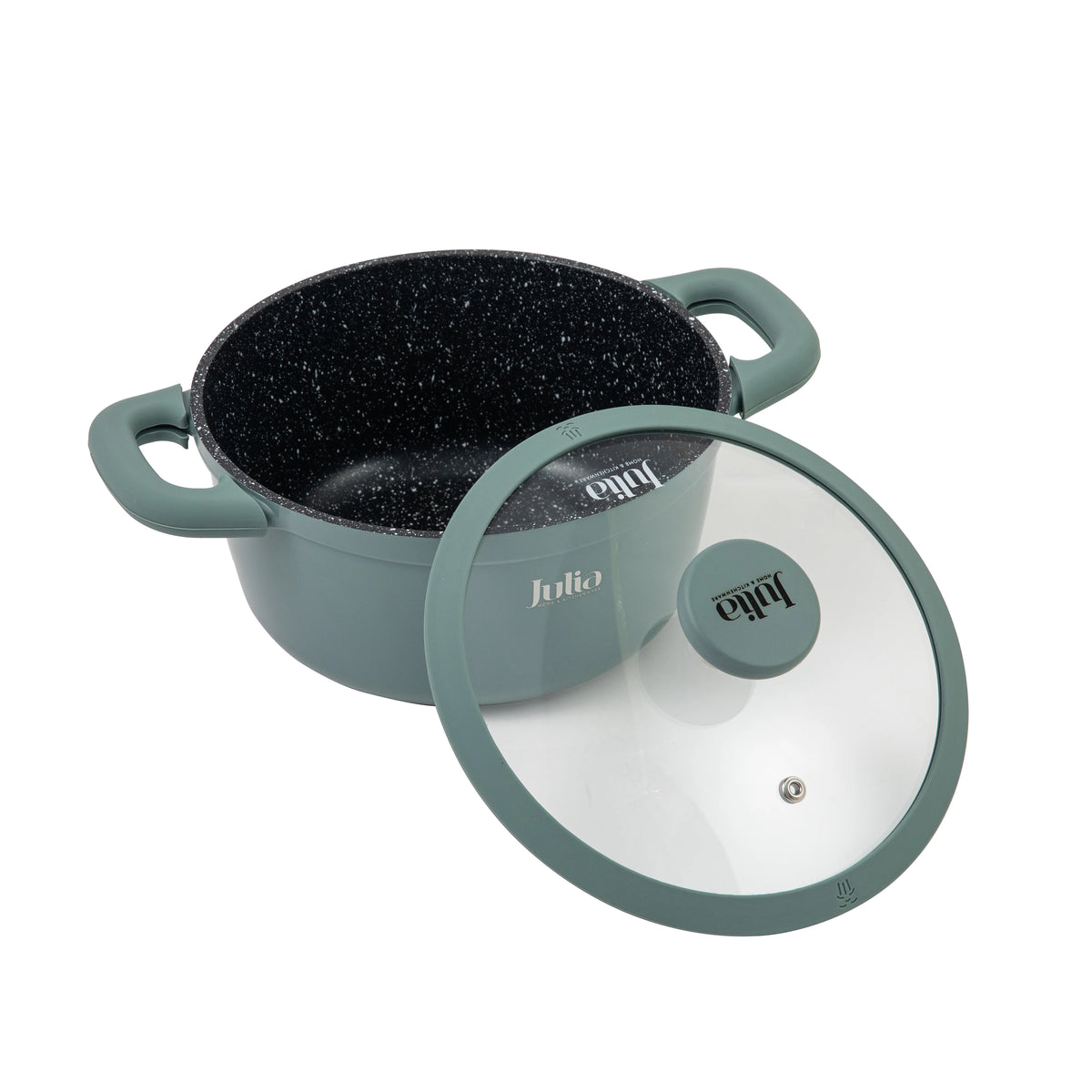 Julia Casserole Set 8Pcs - Green Teal - Durable Die-Cast Aluminum - Non-Stick