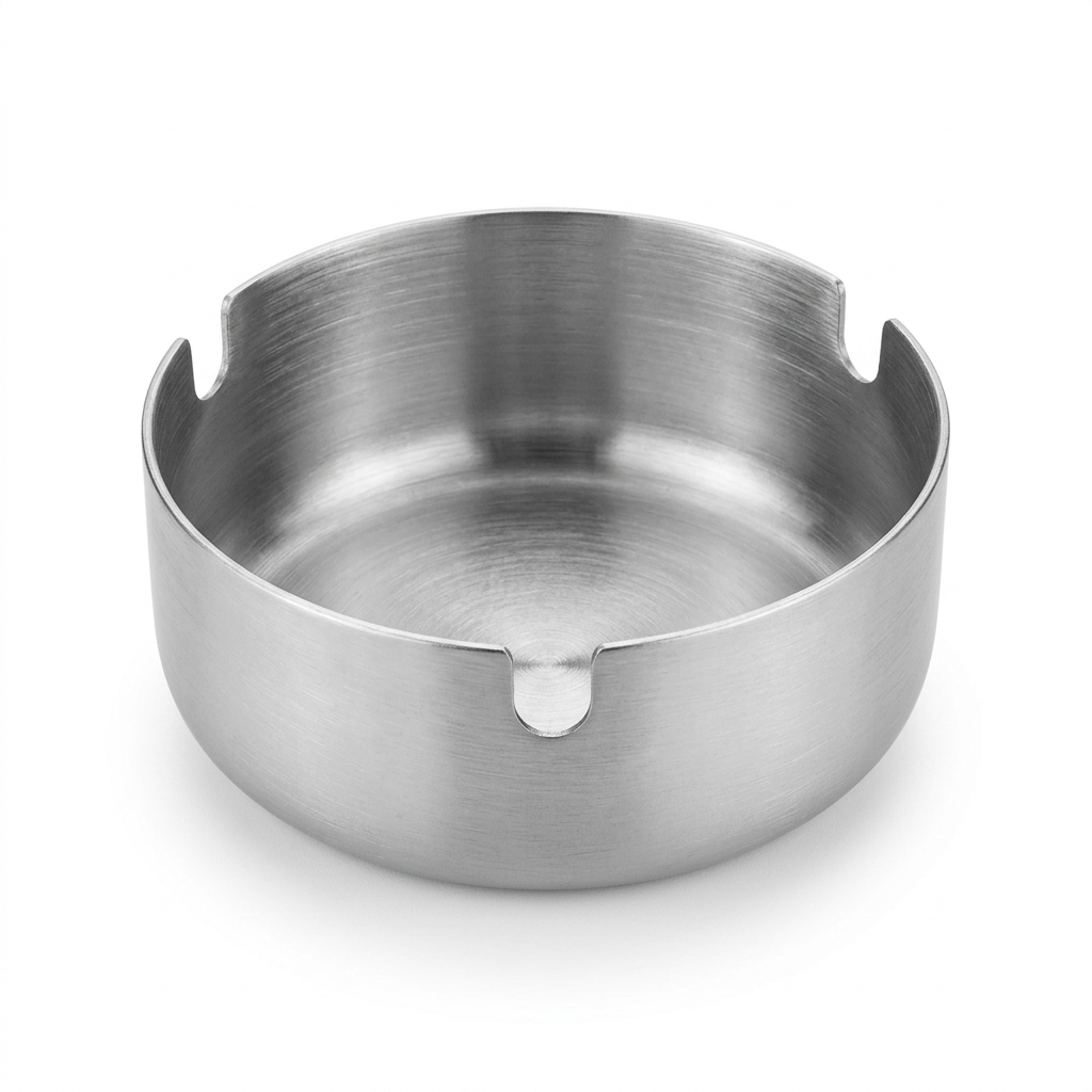 Round Metal Ashtray with Cigarette Rests Silver – 8cm