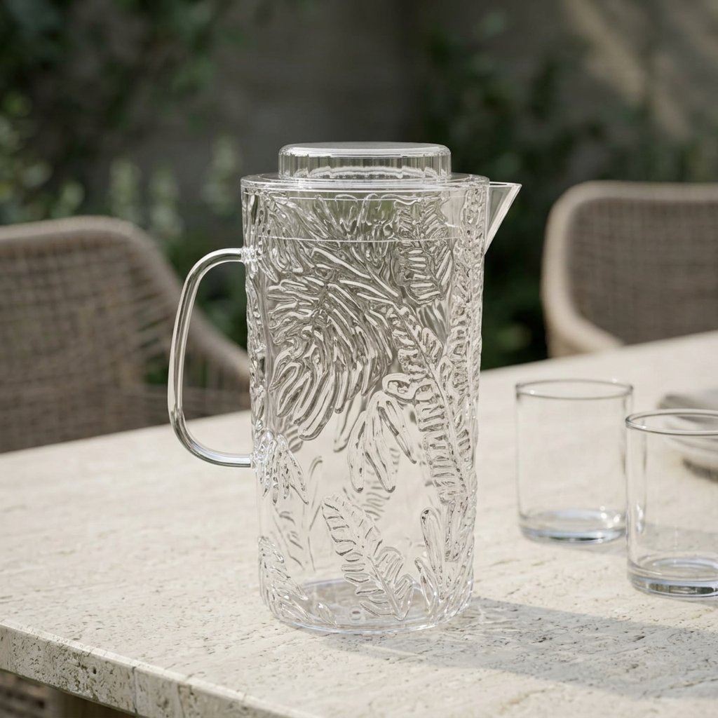Acrylic Water Jug with Lid & Leaf Design – 2.5 Litres