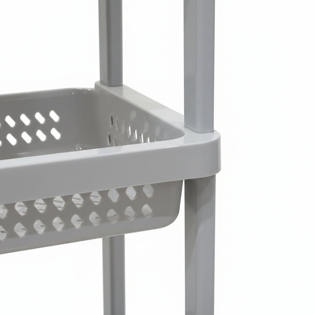 Plastic 3-Tier Storage Rack Light Grey - 80×32×22cm
