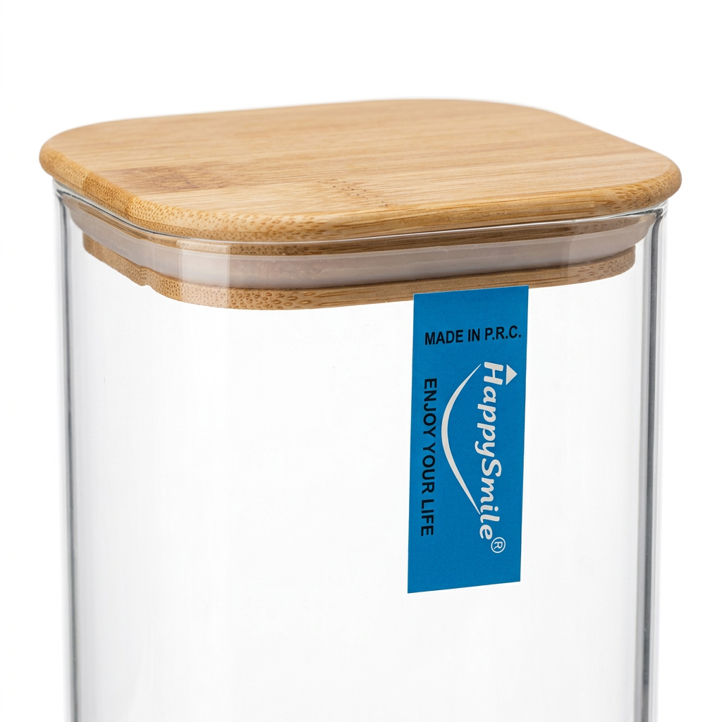 Happysmile Glass Storage Jar with Bamboo Lid - 750ml