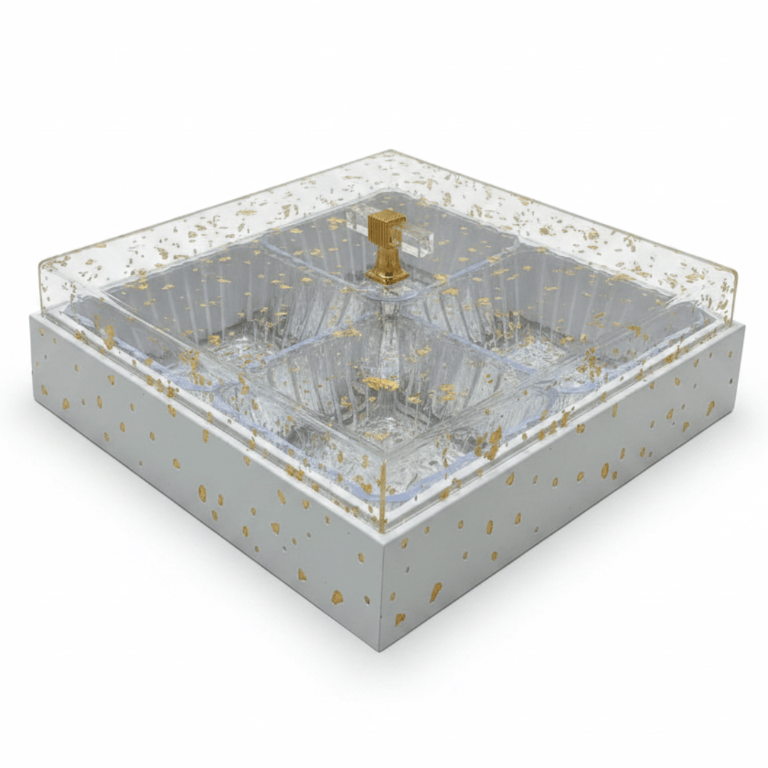 4 - Piece Acrylic Crystal Candy Bowl Set with White Wooden Tray & Acrylic Lid — 24×24 cm - Al Kabayel Discount Centre4 - Piece Acrylic Crystal Candy Bowl Set with White Wooden Tray & Acrylic Lid — 24×24 cmJars & Food SaversAKDCAl Kabayel Discount Centre