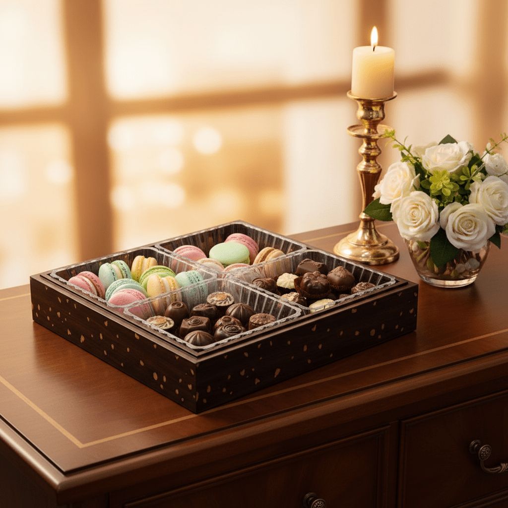 4 - Piece Luxury Acrylic Crystal Candy Bowl Set with Brown Wooden Tray & Acrylic Lid | 24×24cm - Al Kabayel Discount Centre4 - Piece Luxury Acrylic Crystal Candy Bowl Set with Brown Wooden Tray & Acrylic Lid | 24×24cmJars & Food SaversAKDCAl Kabayel Discount Centre