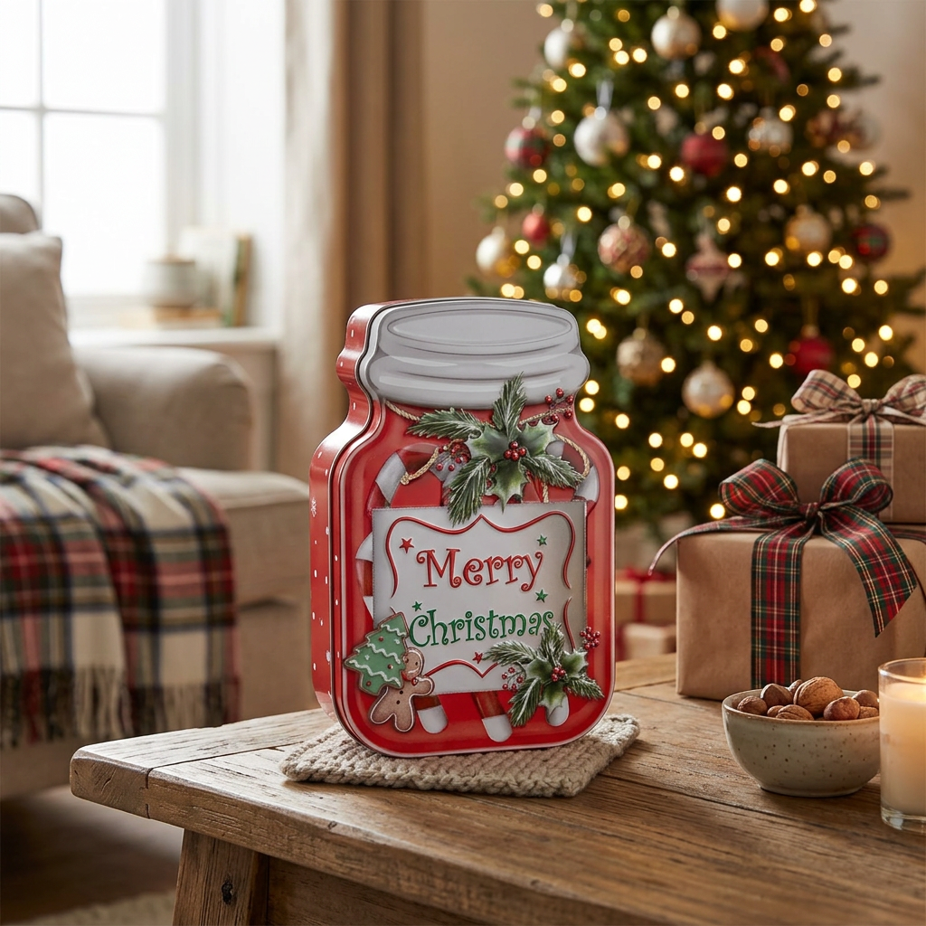 Metal Christmas Candy Box Red - 15×10cm