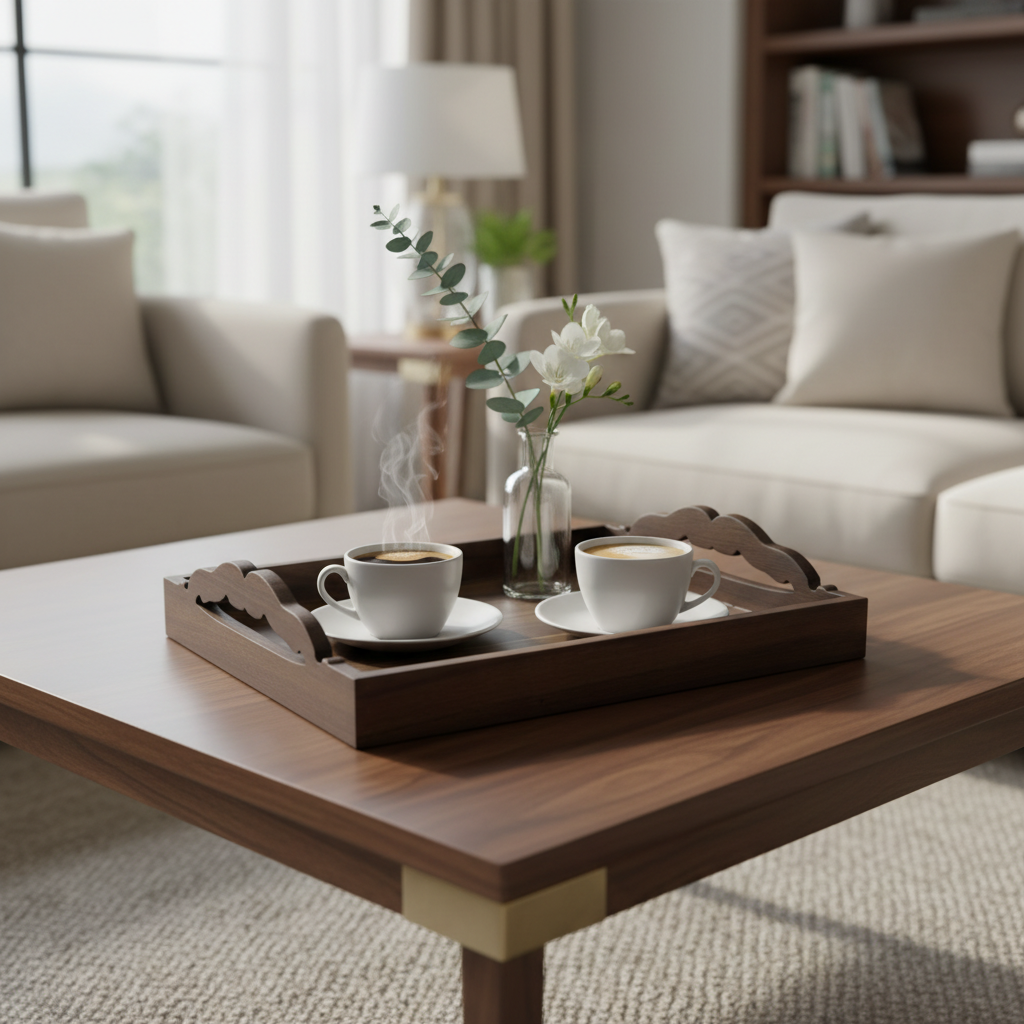 Luhpar Rectangular Wooden Tray Dark Brown - 40×25cm