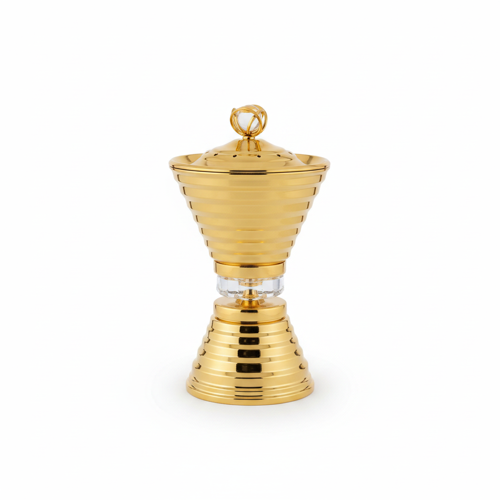 Happysmile Metal Incense Burner - 18 × 12cm - Gold / Silver
