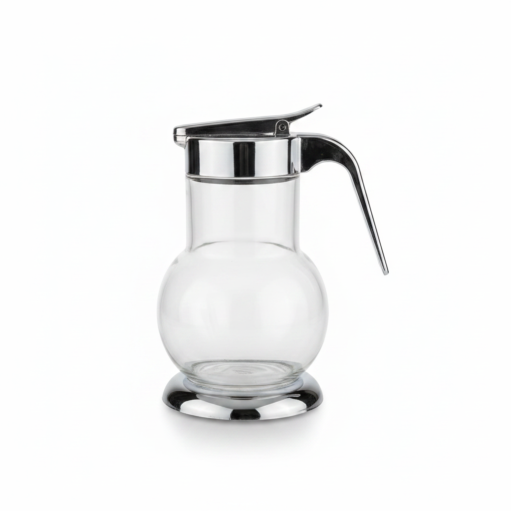 Clear Glass Sugar Pot with Silver Plastic Handle and Lid - 15 cm
