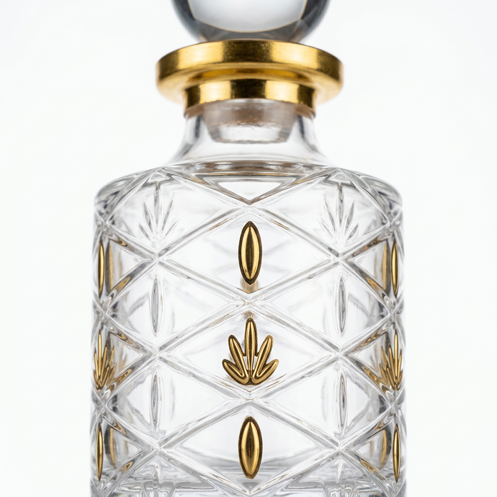 Decorative Glass Perfume Bottle with Gold Accents - 200ml