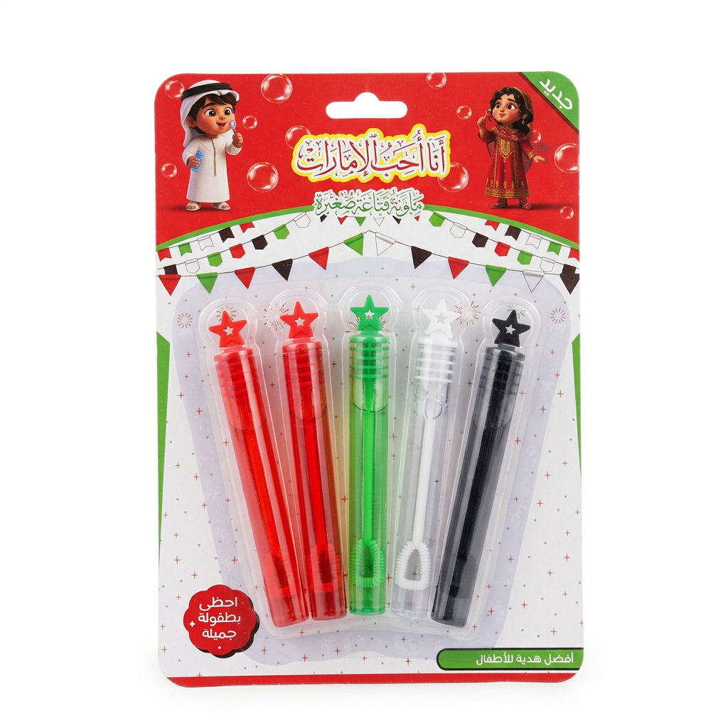 UAE Colours Bubble Wand Set 5 Pieces - 10cm