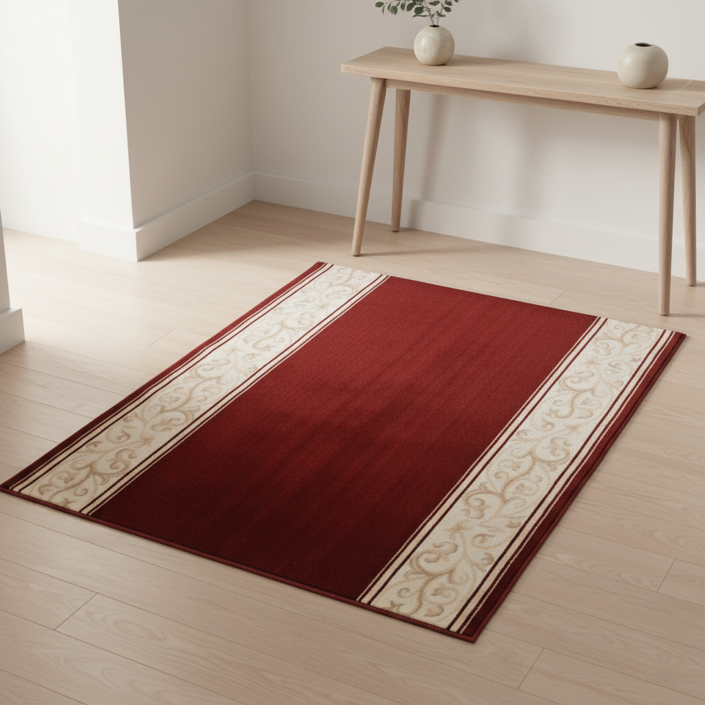 Lima Anti-Slip Carpet Red & Cream