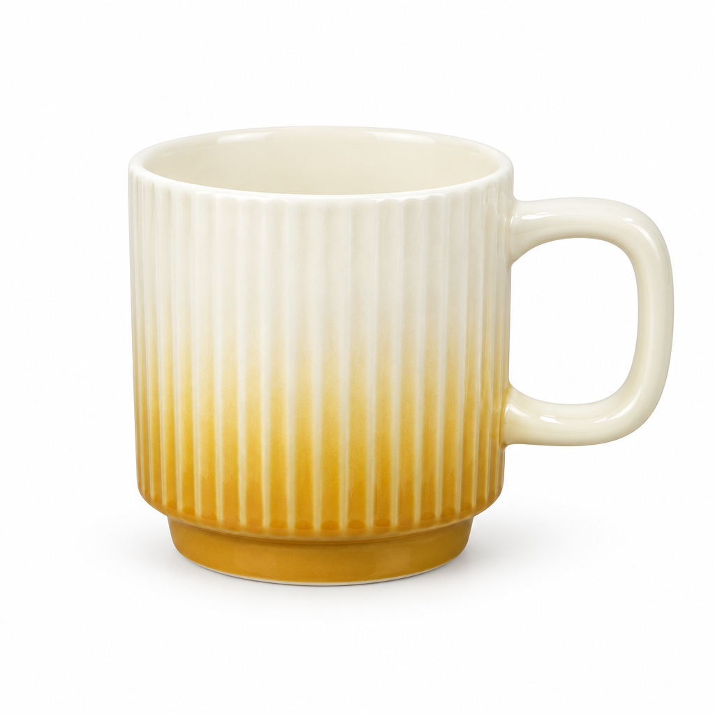 Ribbed Ceramic Mug Yellow - 350ml