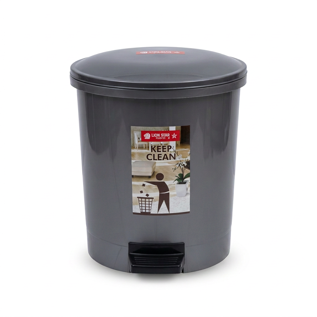 Lionstar Plastic Pedal Dustbin Grey - 5 Litres