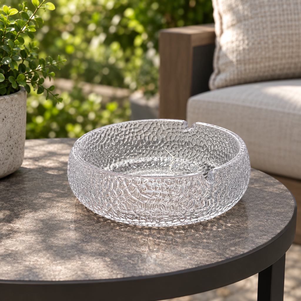 Blinkmax Textured Glass Ashtray - 15cm