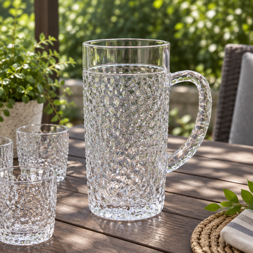 Textured Glass Jug with Handle - 1 Litre