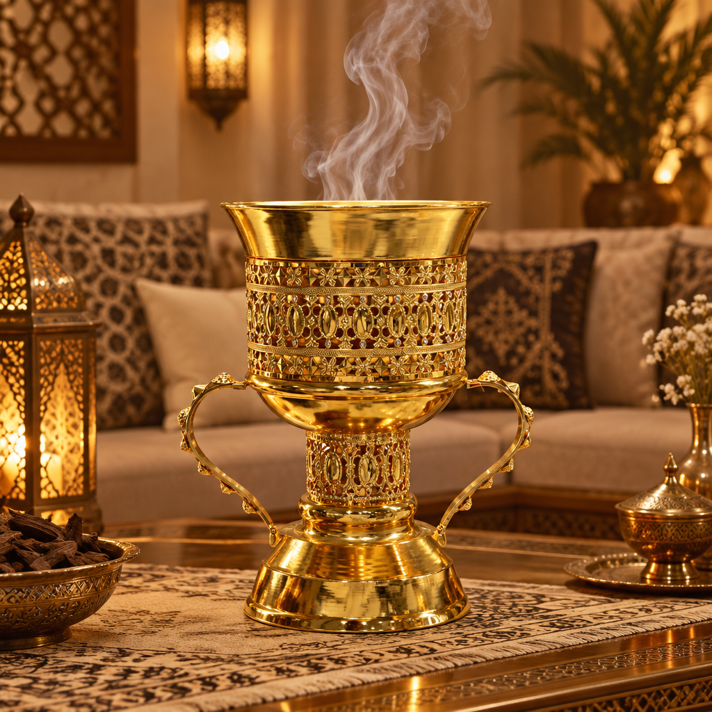 Metal Incense Burner with Handles Gold – 33×25cm