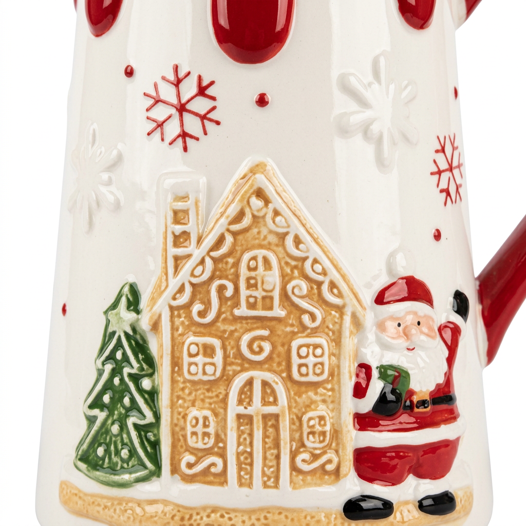 Ceramic Christmas Jug with Santa and Gingerbread House Design - 1 Litre