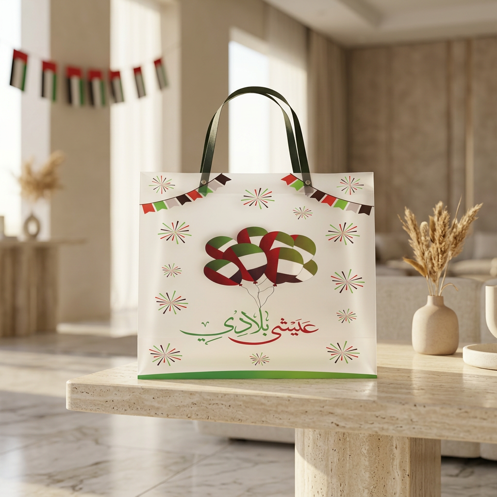 UAE National Day Plastic Gift Bag with Handles - 30×35cm