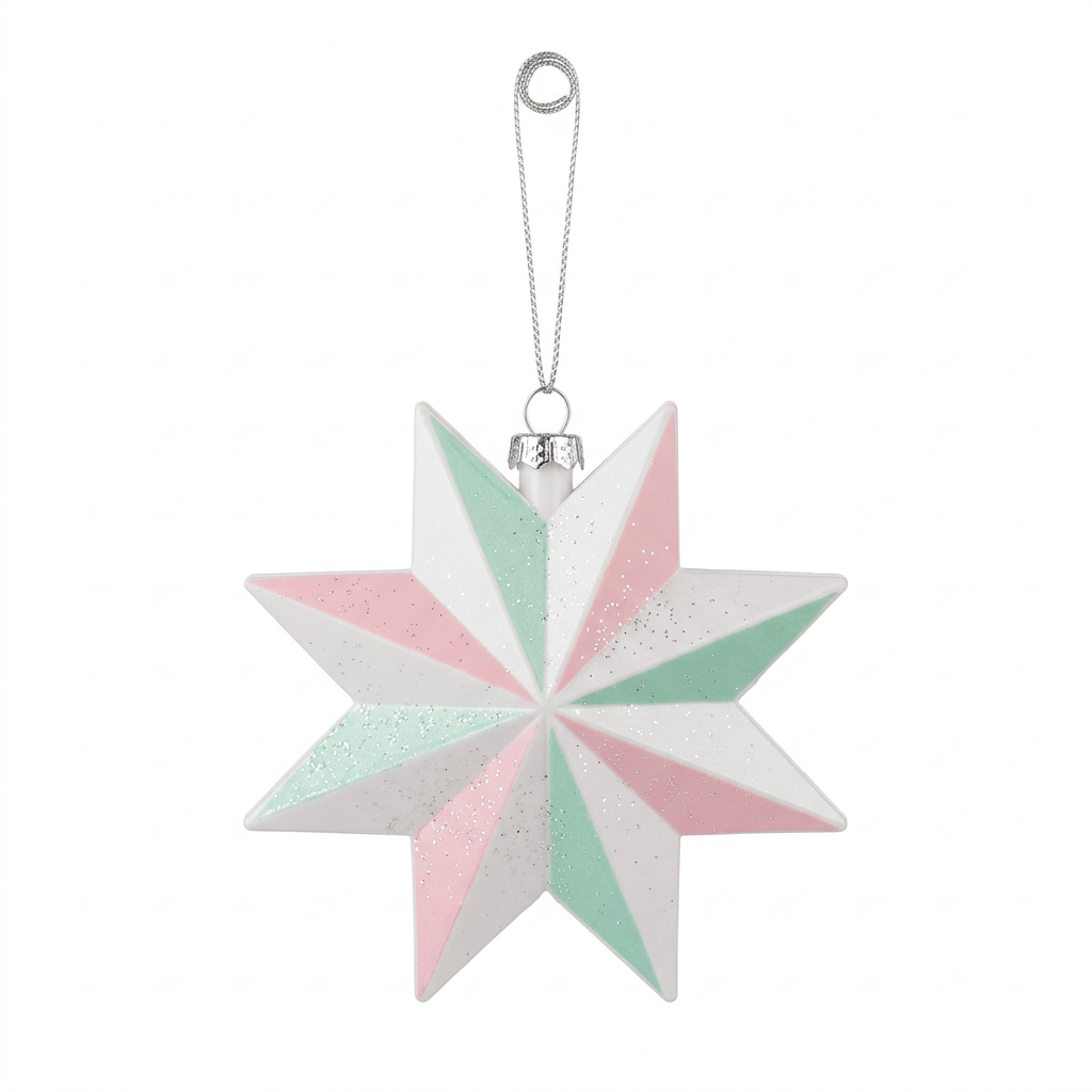 Plastic Christmas Star Hanging Decoration - 10cm