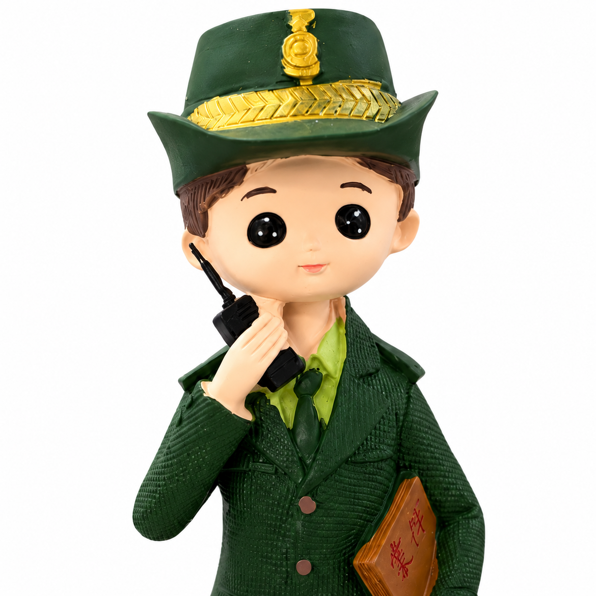 Dark Green Girl Police Officer Polyresin Decorative Figurine - 20cm