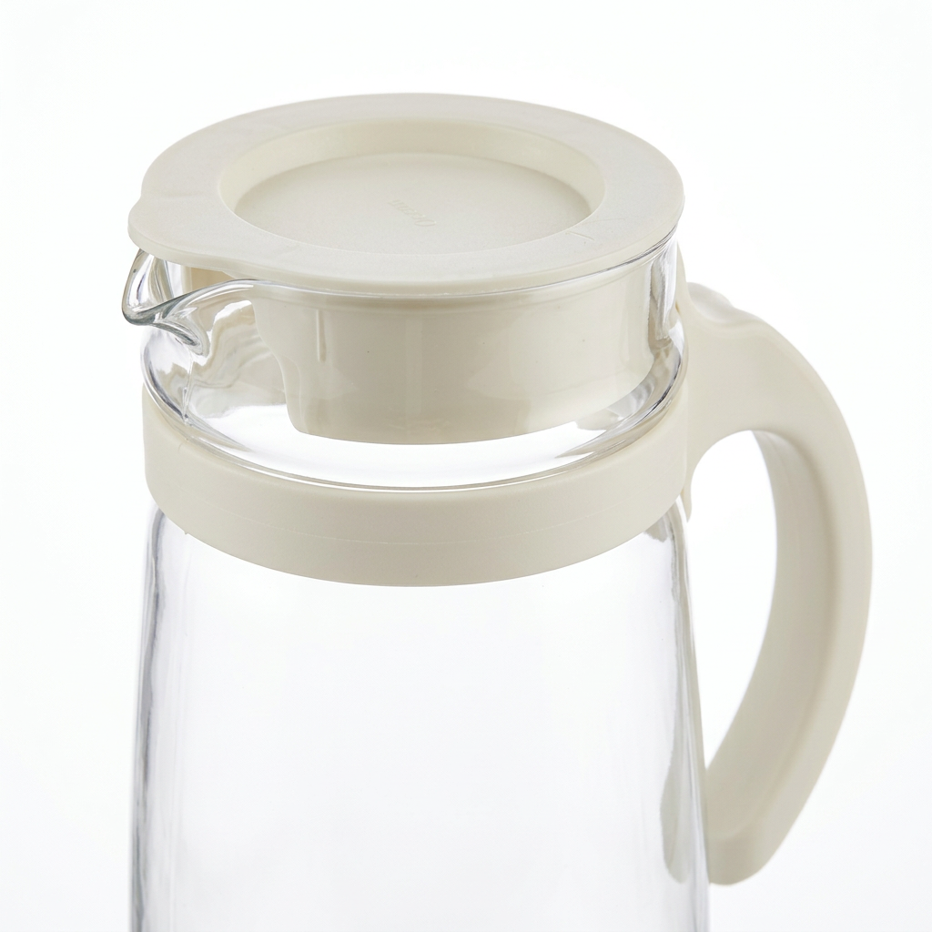 Ocean Glass Jug with Plastic Lid & Handle Cream - 1660ml