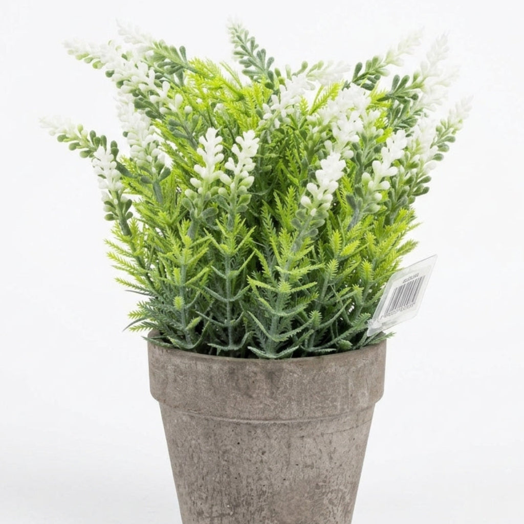 Zeem Green & White Artificial Flower Pot with Chalk Pot - 20cm