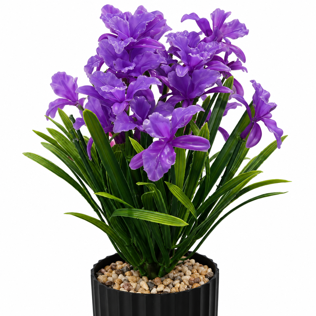 Zeem Artificial Flower Plant in Black Plastic Pot - 28cm