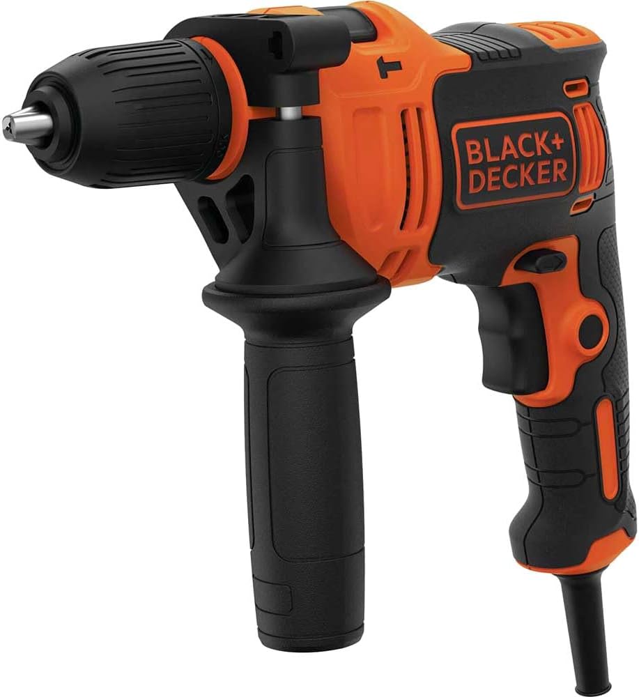 Black & Decker 710W 47,600BPM Single Gear Hammer Drill with 4 Bits in Kitbox for Metal & Masonry Drilling, Orange/Black - BEH710K-GB, 1 Years Warranty