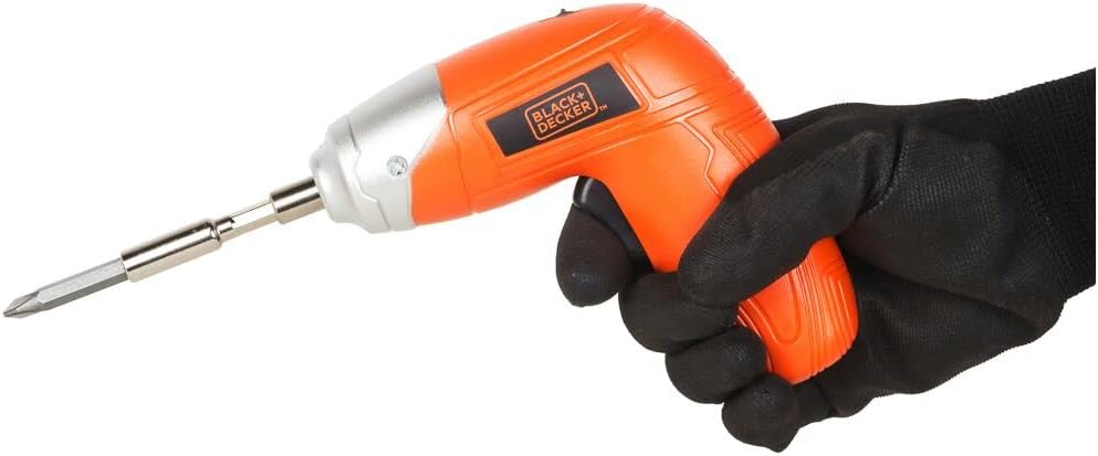 Black & Decker 3.6V Li-Ion Cordless Power Screwdriver Kit with 10 Pieces Bitset , Orange/Black - KC3610-B5, 1 Years Warranty