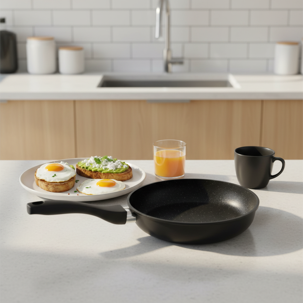 Royalford GoldenChef Granite-Coated Die-Cast Fry Pan Black - 24cm