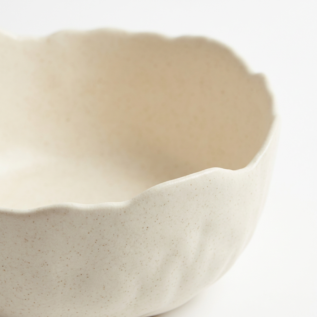 Ceramic Bowl with Wavy Rim Cream – 17cm