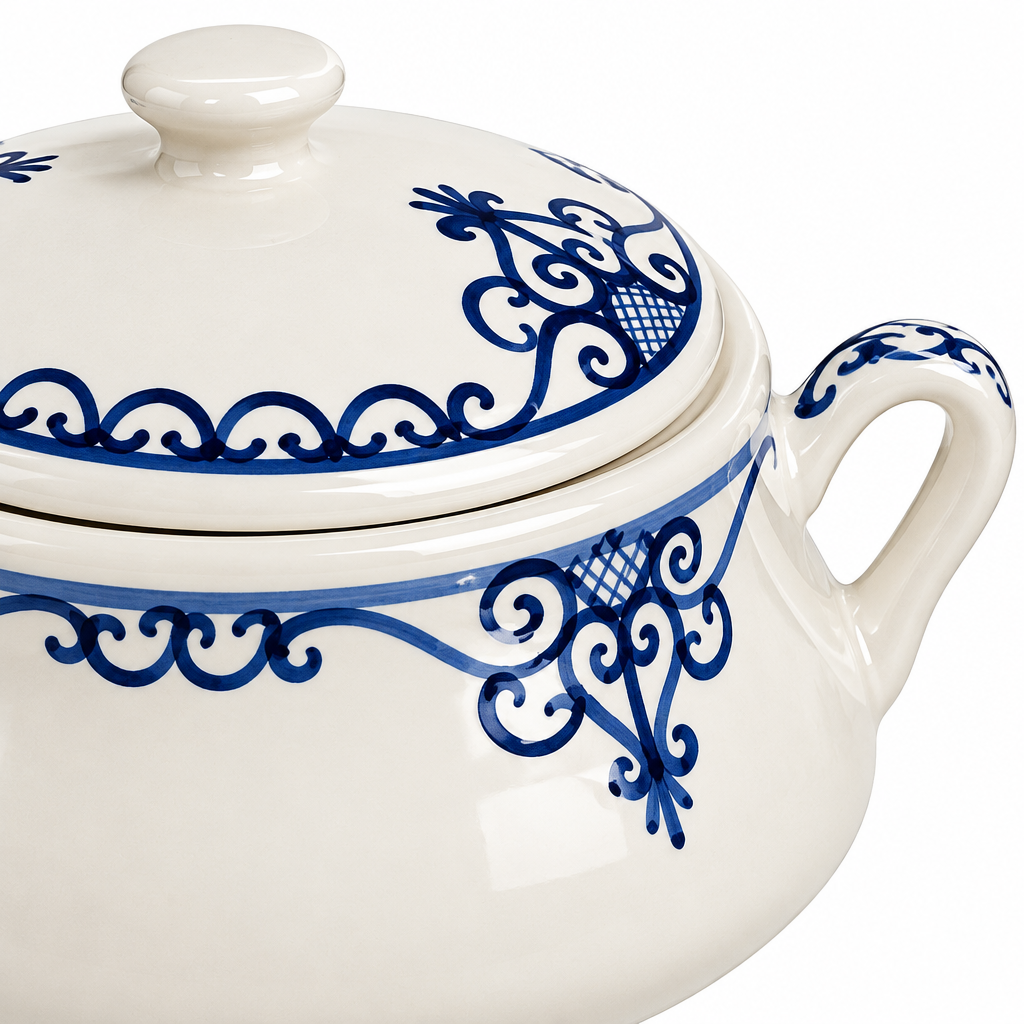 Slama Ceramic Soup Pot with Lid Off-White - 25cm