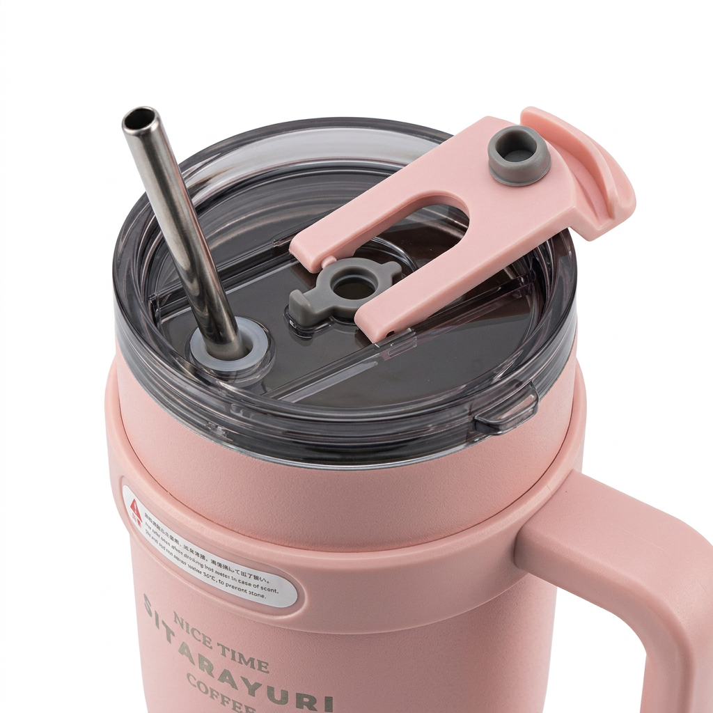 Sitarayuri Vacuum Bottle with Handle & Straw Pink - 1100ml