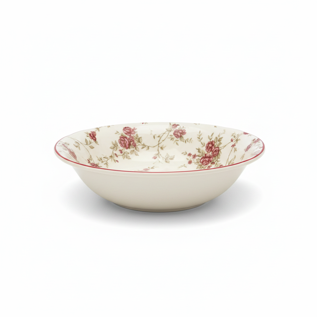Legend Floral Ceramic Salad Bowl Cream - 9.3 Inch