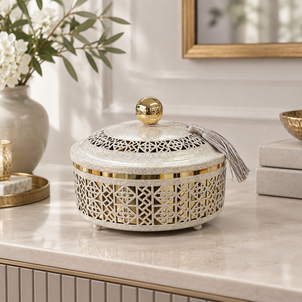 Metal Candy Bowl with Lid - 20×10cm