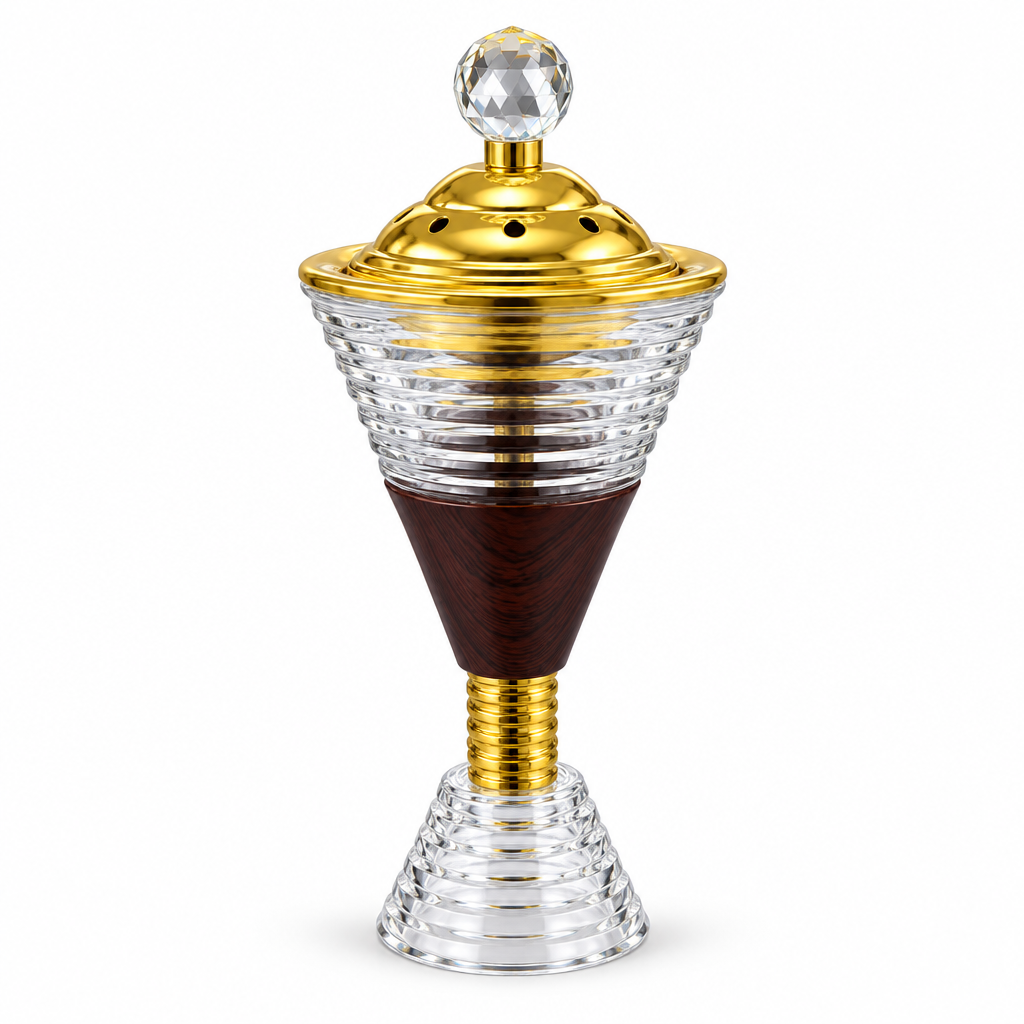 Glass & Metal Incense Burner with Decorative Lid - 20×10cm