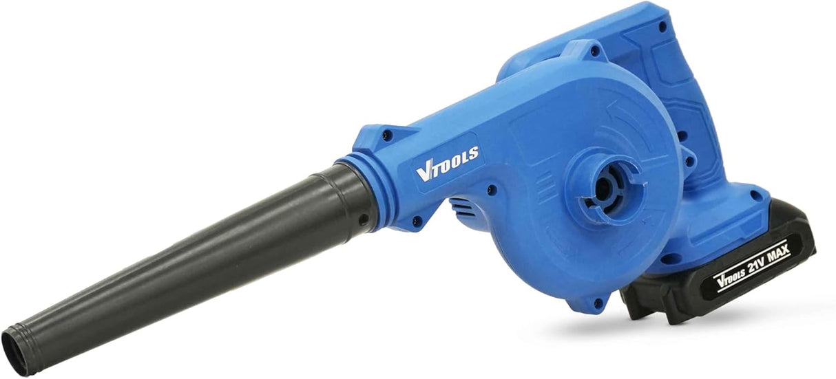 منفاخ كهربائي لاسلكي من VTOOLS بقدرة 21 فولت مع بطاريتي ليثيوم أيون 1500 مللي أمبير، منفاخ هواء خفيف الوزن محمول باليد لتنظيف الأوراق والغبار والحطام، يتضمن شاحن ومجموعة ملحقات، VT1226