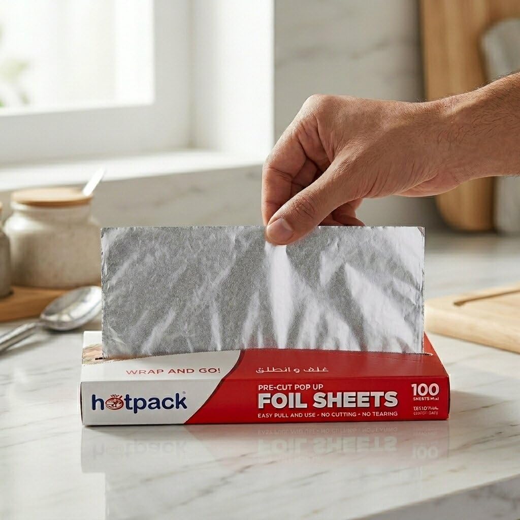 Hotpack Aluminium Pop Up Foil Sheets, 12x10.75 Inch, Pack of 100 Sheets