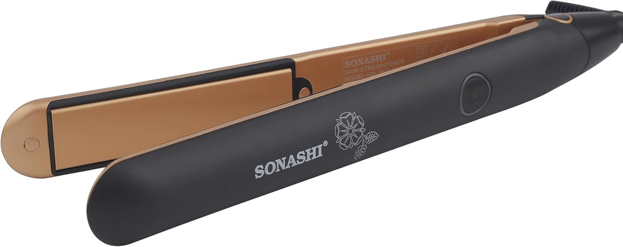 Sonashi Hair Straightener with Ceramic Coating Plates and Max Temperature up to 200°C, Versatile Straightening with Plate Floating Function, PTC Heating, Hair Straightening Iron 35W SHS-2067N Black