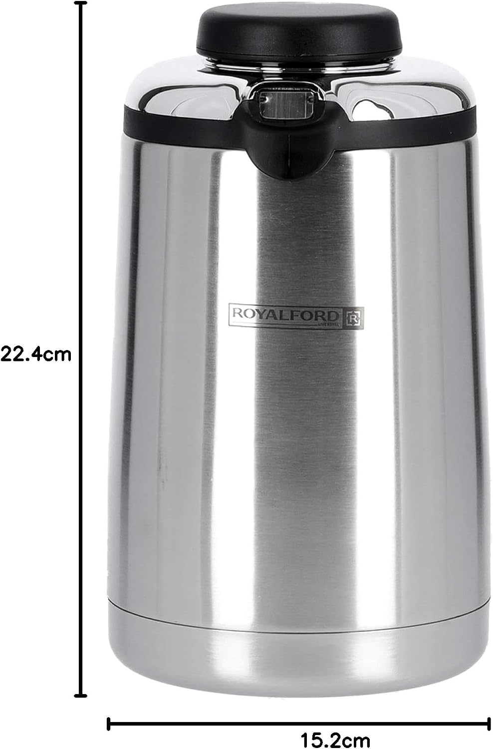Royalford Stainless Steel Vacuum Flask, 1 Litres, Silver and Black