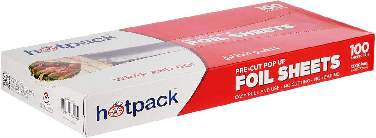 Hotpack Aluminium Pop Up Foil Sheets, 12x10.75 Inch, Pack of 100 Sheets