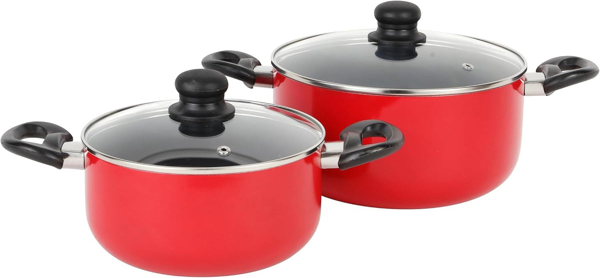 Royalford RF7923 R 8-Piece Red Non-Stick Cookware Set