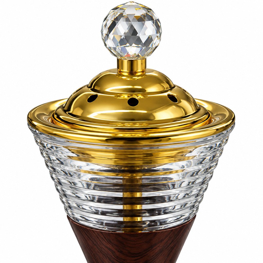 Glass & Metal Incense Burner with Decorative Lid - 20×10cm